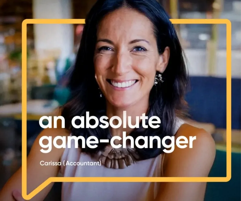 Leaders in Business website, showing a member quote in the brand speech bubble